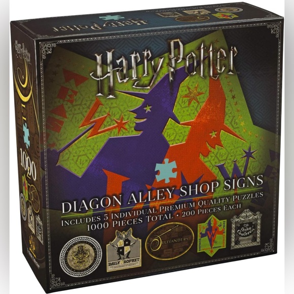 Harry Potter The Noble Collection Diagon Alley Signs. 5 x 200 pc Jigsaw Puzzles - Picture 2 of 6